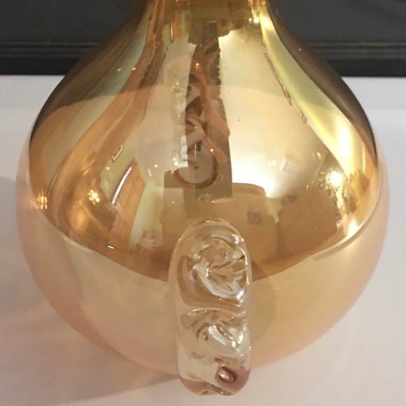Amber Iridescent Glass Bulb Vase 6in - Picture 2 of 12